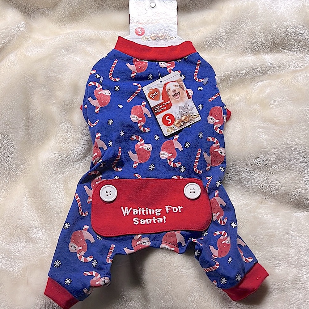 NWT🎄🐕 PET CENTRAL SLOTH CANDY CANE CHRISTMAS PET PAJAMAS - Size CAT/DOG Small
